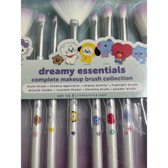 The crème shop Hello Kitty BT21 complete makeup brush collection, set of 8, NIB - Picture 2 of 9